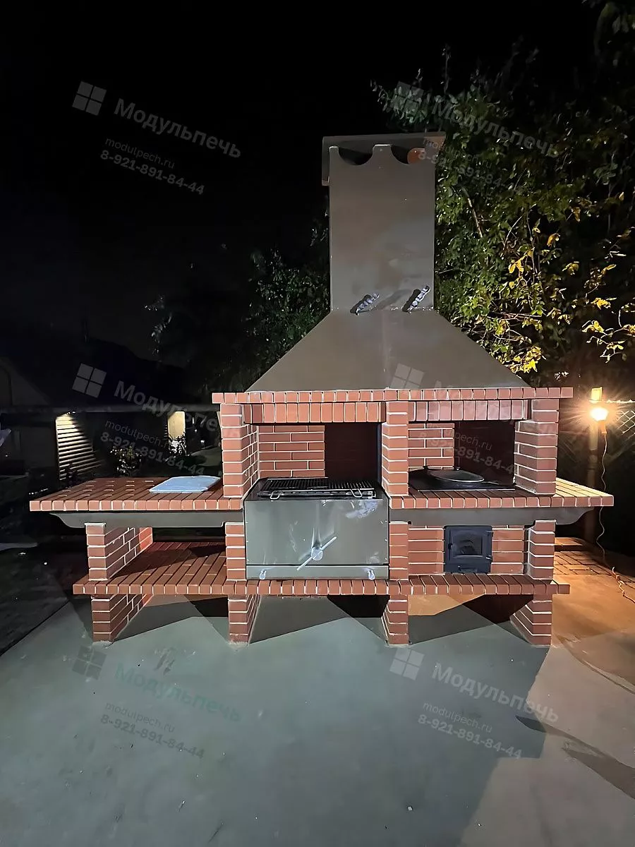 Барбекю-комплекс с казаном, мойкой и мангалом с подъёмным механизмом — Ар 730м — фото 4