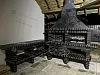 Готовая мангал печь с казаном под единым дымоходом + угловой стол 72602 — Ар 72602: общий вид