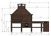 Угловой барбекю-комплекс из клинкерного кирпича с мангалом, казаном и мойкой — Ар 73004 — Ар 73004: чертёж с размерами, вид спереди