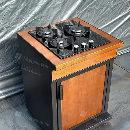 Стол с газовой плитой на 3 конфорки для улицы из металла 0,6 м — Стил 780