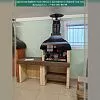 Уличная кухня из керамического кирпича с мангалом, столом и мойкой — Кд 704 — общий вид