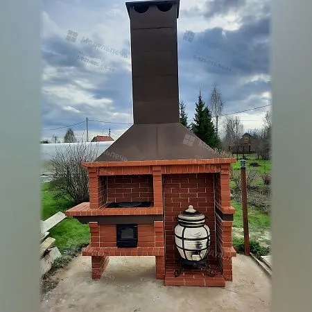 Печь под казан с нишей под тандыр из клинкерного кирпича — Ар 820